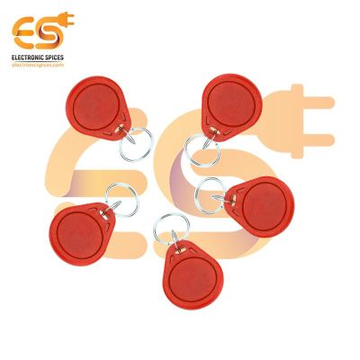 13.56MHz RFID Tag with Red Keychain for Access Control Pack of 5